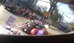 Người đàn ông ngã xe máy trước đầu ô tô thoát chết trong gang tấc